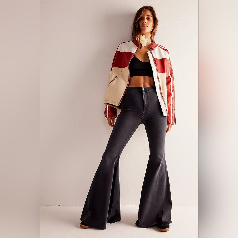 Free People Just Float On Flare Jeans in Washed Black
